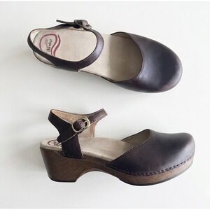 Dansko Sam Mary Jane Clogs Women's Size 39 Brown Leather Comfort Cottage Work